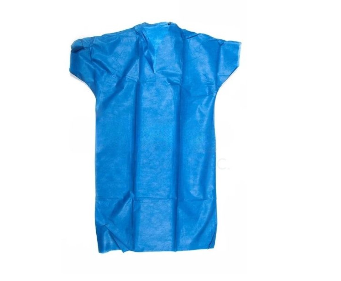 Cămașă pacient SMS 40g netransparent, peste cap, albastru 1pc - Imagine 2